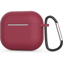 Techsuit Smooth Ultrathin Θήκη Σιλικόνης με Γάντζο για Apple AirPods 4 Μπορντό