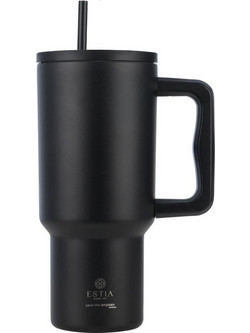 Estia Straw Tumbler XL Save The Aegean Midnight Black 900ml