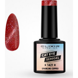 Elixir 1421 Sparkling Copper Cat Eye Ημιμόνιμο Βερνίκι Νυχιών 8ml
