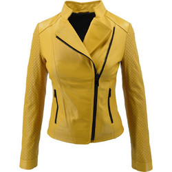 Leather 100 Γυναικείο Μπουφάν Χειμωνιάτικο Δερμάτινο Κοντό Κίτρινο 07-W-B-046