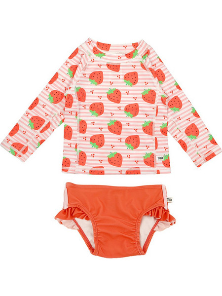 Zoocchini Strawberry Σετ Αντηλιακό UV Βρεφικό Μαγιό Σετ με Μπλούζα για Κορίτσι Σομόν Πορτοκαλί ZOO16404