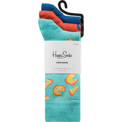 Happy Socks Βαμβακερές Γυναικείες Κάλτσες με Σχέδια Τιρκουάζ Μπλε Κόκκινες 3Pack P001186-1000