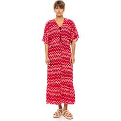 Pink Label Midi Καλοκαιρινό Καθημερινό Φόρεμα Μεταξωτό Φούξια B631