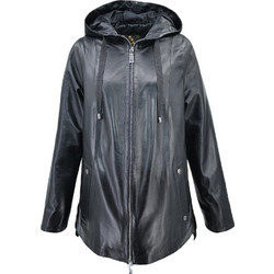 Leather 100 Γυναικείο Μπουφάν Χειμωνιάτικο Δερματίνη Μακρύ Μαύρο 45S-W-M108