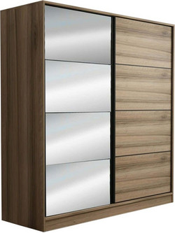 Hanah Home Δίφυλλη Ντουλάπα Ρούχων Συρόμενη Kale με Καθρέπτη Oak 180x52x210cm 506MNR2634