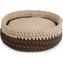 Camon Macrame Καλάθι Κρεβάτι Σκύλου Καφέ Μπεζ 40x40cm CG008C