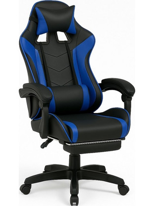 Bakaji Καρέκλα Gaming Δερματίνης Μαύρη Μπλε 02842363