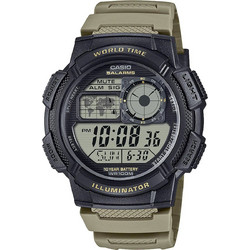 Casio Ψηφιακό Ανδρικό Ρολόι Χρονογράφος με Χακί Καουτσούκ Λουράκι AE-1000W-5AVEF