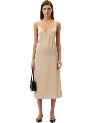 Hugo Boss Midi Καλοκαιρινό Φόρεμα για Γάμο / Βάπτιση Μπεζ 50530951-287
