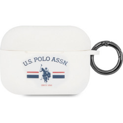 U.S. Polo Assn. Logo Collection Θήκη Σιλικόνης με Γάντζο για Apple AirPods Pro 1 Λευκή