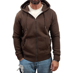 Superdry Ανδρική Ζακέτα Φούτερ με Κουκούλα και Φερμουάρ Καφέ M2014128A-H9E