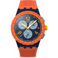 Swatch Ανδρικό Ρολόι Χρονογράφος με Πορτοκαλί Καουτσούκ Λουράκι SUSI400