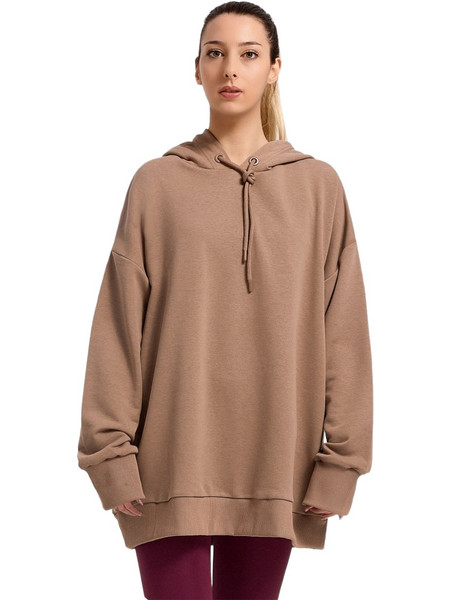 Zero Level Γυναικείο Φούτερ Oversized με Κουκούλα Καφέ 004-100013