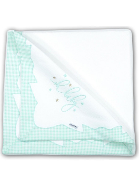 Ninetta Bebe 500 Oh Baby Πάνα Αγκαλιάς Πικέ Λευκή Τιρκουάζ 90x90cm