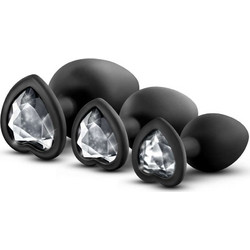 Blush Luxe Bling Heart Σετ Πρωκτικές Σφήνες Diamond Plugs Μαύρες 3τμχ
