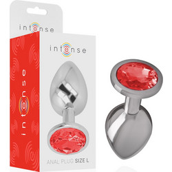 Intense Metal Πρωκτική Σφήνα Diamond Plug 9cm Ασημί Κόκκινη D-234370