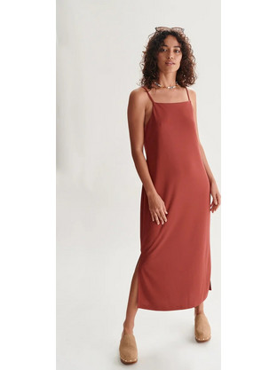 24colours Midi Καλοκαιρινό Καθημερινό Φόρεμα Rusted 21089A