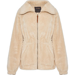 Funky Buddha Γυναικεία Ζακέτα Fleece Μακριά με Φερμουάρ Εκρού FBL012-122-06