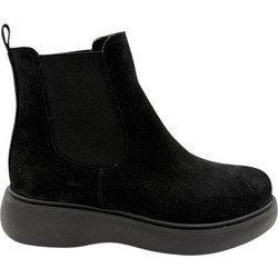 Ragazza Γυναικεία Μποτάκια Chelsea Πλατφόρμα Suede Μαύρα 0242