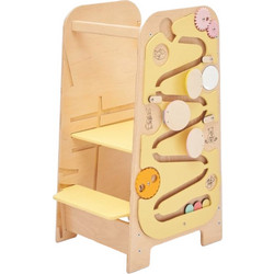 Elis Design Montessori Play in Yellow Πύργος Εκμάθησης 5 σε 1 Ξύλινος Μπεζ Κίτρινος