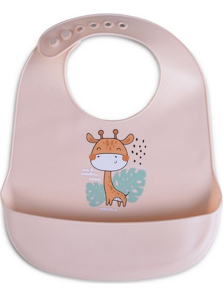 Cangaroo Rooibos Αδιάβροχη Σαλιάρα Σιλικόνης με Κουμπί 4m+ Ροζ