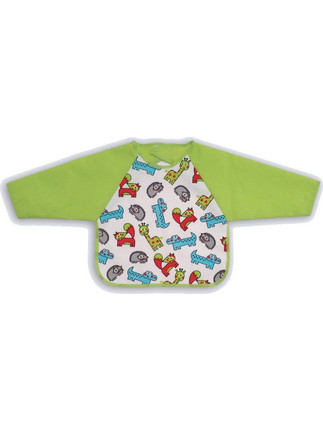 X-treme Baby Jungle Αδιάβροχη Σαλιάρα Ποδιά Πλαστική με Αυτοκόλλητο & Μανίκια 12m+ Πράσινη