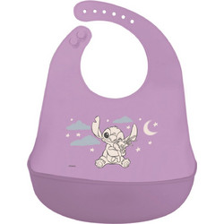 Stor Disney Stitch Cuddle Me Αδιάβροχη Σαλιάρα Σιλικόνης με Κουμπί & Τσέπη Μωβ