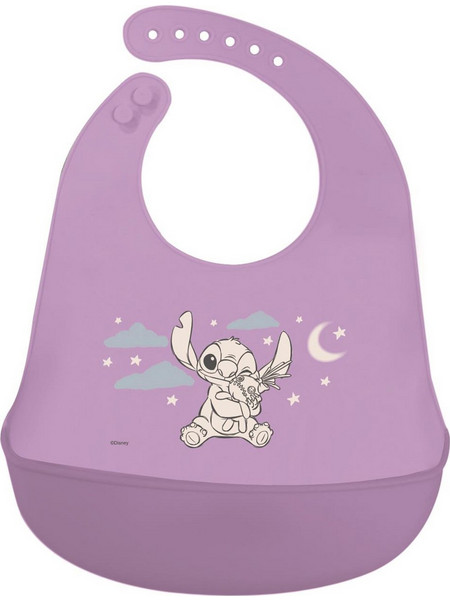Stor Disney Stitch Cuddle Me Αδιάβροχη Σαλιάρα Σιλικόνης με Κουμπί & Τσέπη Μωβ