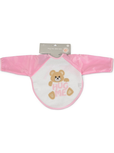 Cangaroo Hug Me Little Bear Αδιάβροχη Σαλιάρα Ποδιά Υφασμάτινη με Κορδόνι & Μανίκια 12m+ Ροζ