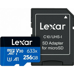 Lexar 633x microSDXC 256GB Class 10 U3 V30 UHS-I A1 100MB/s + Adapter