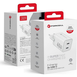 Forcell F-Energy Mini VT-36B Φορτιστής χωρίς Καλώδιο με 2 Θύρες USB-C 45W Quick Charge 4.0 & Power Delivery