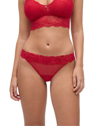 Ysabel Mora Γυναικείο Sexy String με Δαντέλα Κόκκινο Y10796-018