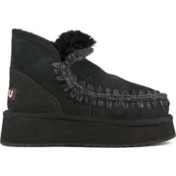 Mou Mini Eskimo Γυναικεία Μποτάκια Πλατφόρμα Suede Μαύρα με Γούνα MUFW681000A-BLK