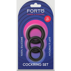 Forto F-39 Trio Cock Ring Set Black