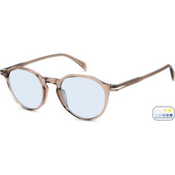 David Beckham DB1217S 35J Ανδρικά Γυαλιά Ηλίου Στρογγυλά Κοκάλινα Καφέ με Μπλε Φακό