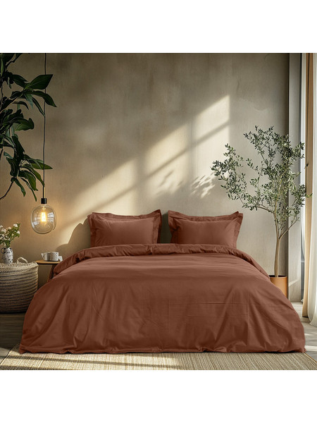 Beauty Home Σετ Σεντόνια Διπλά Βαμβακοσατέν 200x270 Art 1700 Harmony Καφέ