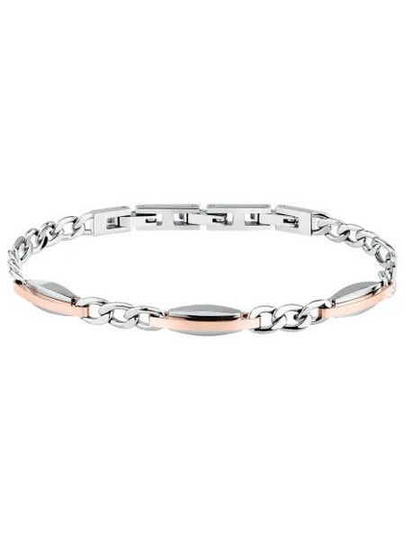 Trussardi Ανδρικό Βραχιόλι Αλυσίδα από Ατσάλι Ασημί & Ροζ Χρυσό TJAXV38