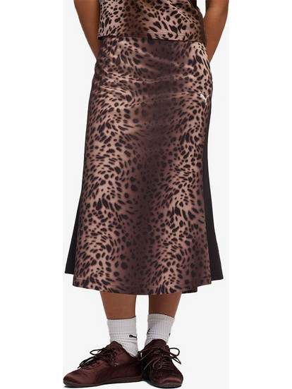 Puma Μίντι Φούστα Υφασμάτινη Λεοπάρ Καφέ 634565-01