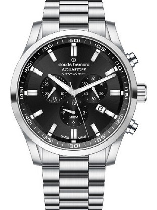 Claude Bernard Aquarider Ανδρικό Ρολόι Χρονογράφος με Ασημί Μεταλλικό Μπρασελέ 102623MNIN