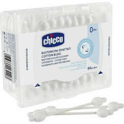 Chicco Βρεφικές Μπατονέτες Ασφαλείας Βαμβακερές Βιοδιασπώμενες 60τμχ
