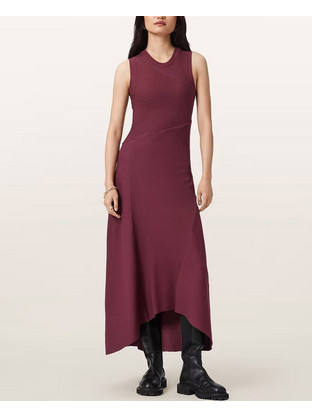 AllSaints Midi Καθημερινό Φόρεμα Μπορντό W073DD