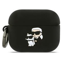 Karl Lagerfeld 3D Karl&Choupette Head Θήκη Σιλικόνης με Γάντζο για Apple AirPods Pro 3 Μαύρη