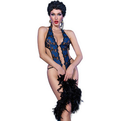 Chilirose Sexy Κορμάκι String Αυτοκινήτου See Through με Δαντέλα Μπλε CR4479