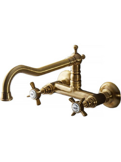 Bugnatese Princeton 852-220 Μπαταρία Κουζίνας Τοίχου Διπλής Παροχής Μπρονζέ