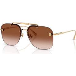 Versace VE2296 100213 Ανδρικά Γυαλιά Ηλίου Aviator Μεταλλικά Χρυσά με Καφέ Φακό
