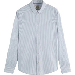 Scotch & Soda Ανδρικό Πουκάμισο Βαμβακερό Ριγέ Μακρυμάνικο Κανονική Γραμμή Γαλάζιο 182212-410