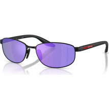 Prada PSB53S 1BO60Z Ανδρικά Γυαλιά Ηλίου Ορθογώνια Μεταλλικά Μαύρα με Μωβ Φακό