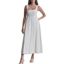 DKNY Midi Καλοκαιρινό Βραδινό Φόρεμα Λινό Λευκό DJ6D9174-IVY