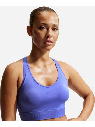 Nike Pro Seamless Αθλητικό Μπουστάκι με Μέτρια Στήριξη Μπλε IB9414-570