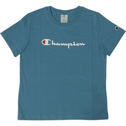 Champion SS Tee Γυναικείο Αθλητικό T-Shirt με Κουκούλα Πετρόλ 117534-BS099